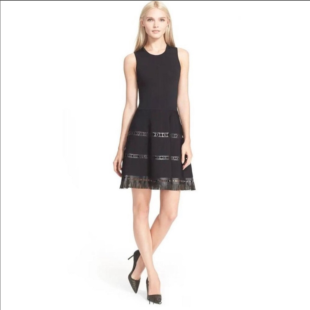 Parker serene leather trim knit dress small